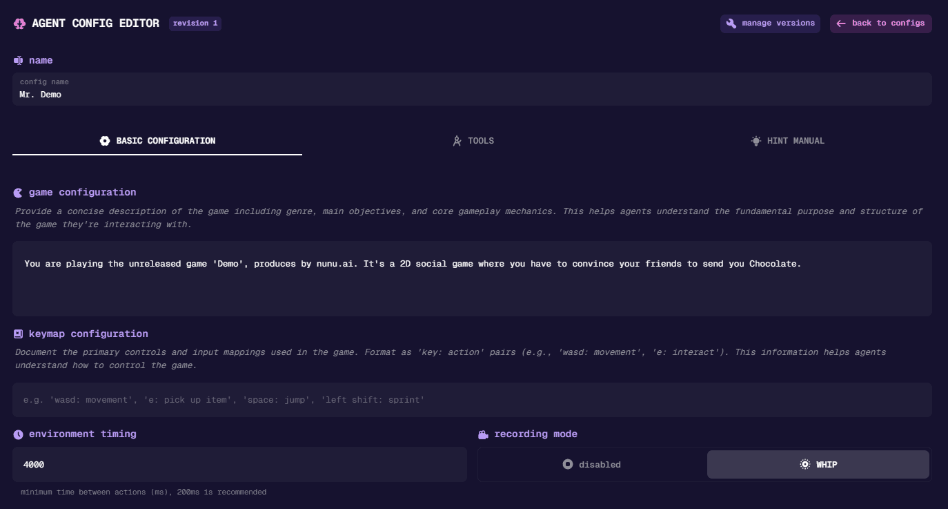 Basic Agent Config