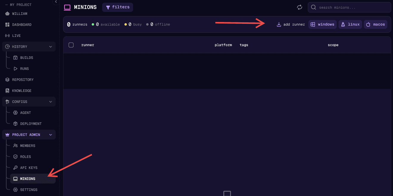 Screenshot placeholder: Minion downloads on the website