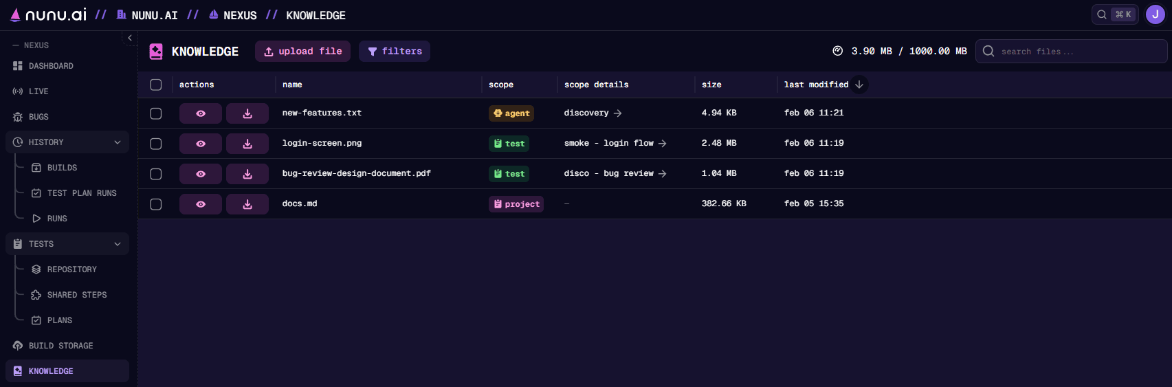 Knowledge Tab