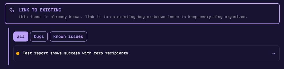 Link to existing bug
