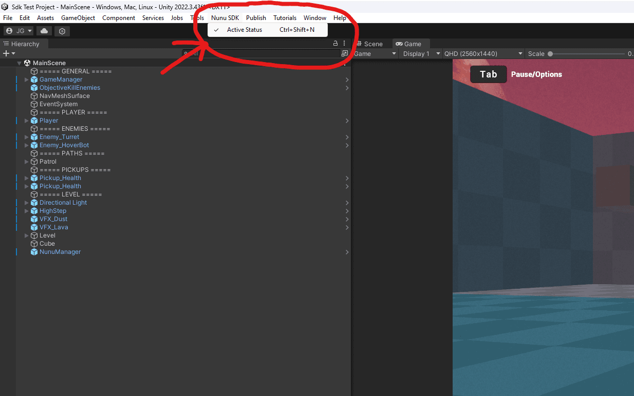 The checkmark indicates whether the SDK is enabled or not