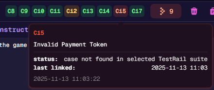 Linked cases shown as labels on step
