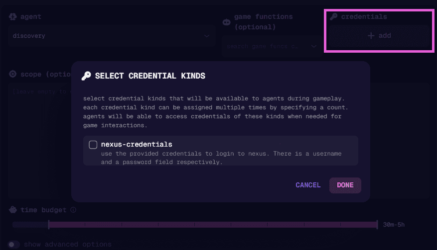 Test Credentials
