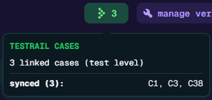 TestRail button in test editor header